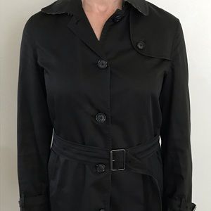 Black Burberry trench, size 4R.